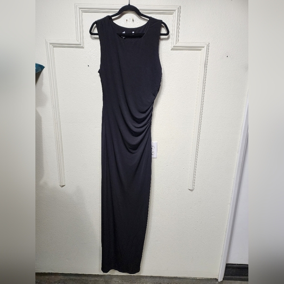 Lulus Significant Allure Black Slinky Knit Ruched Maxi Dress XL Wedding Party - Picture 7 of 10